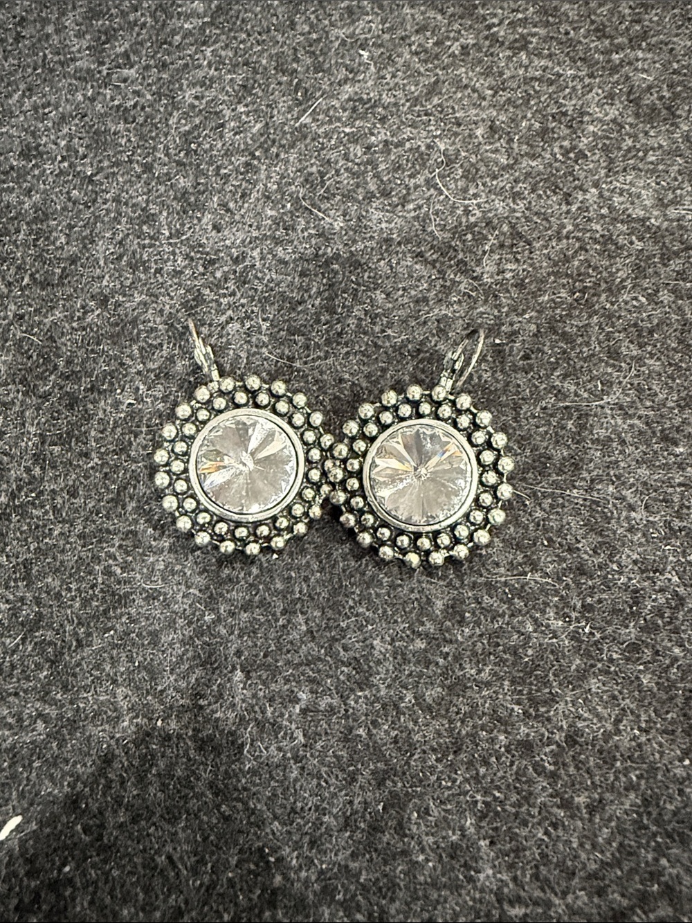 Brighton Silver-Tone Crystal Round Drop Earrings